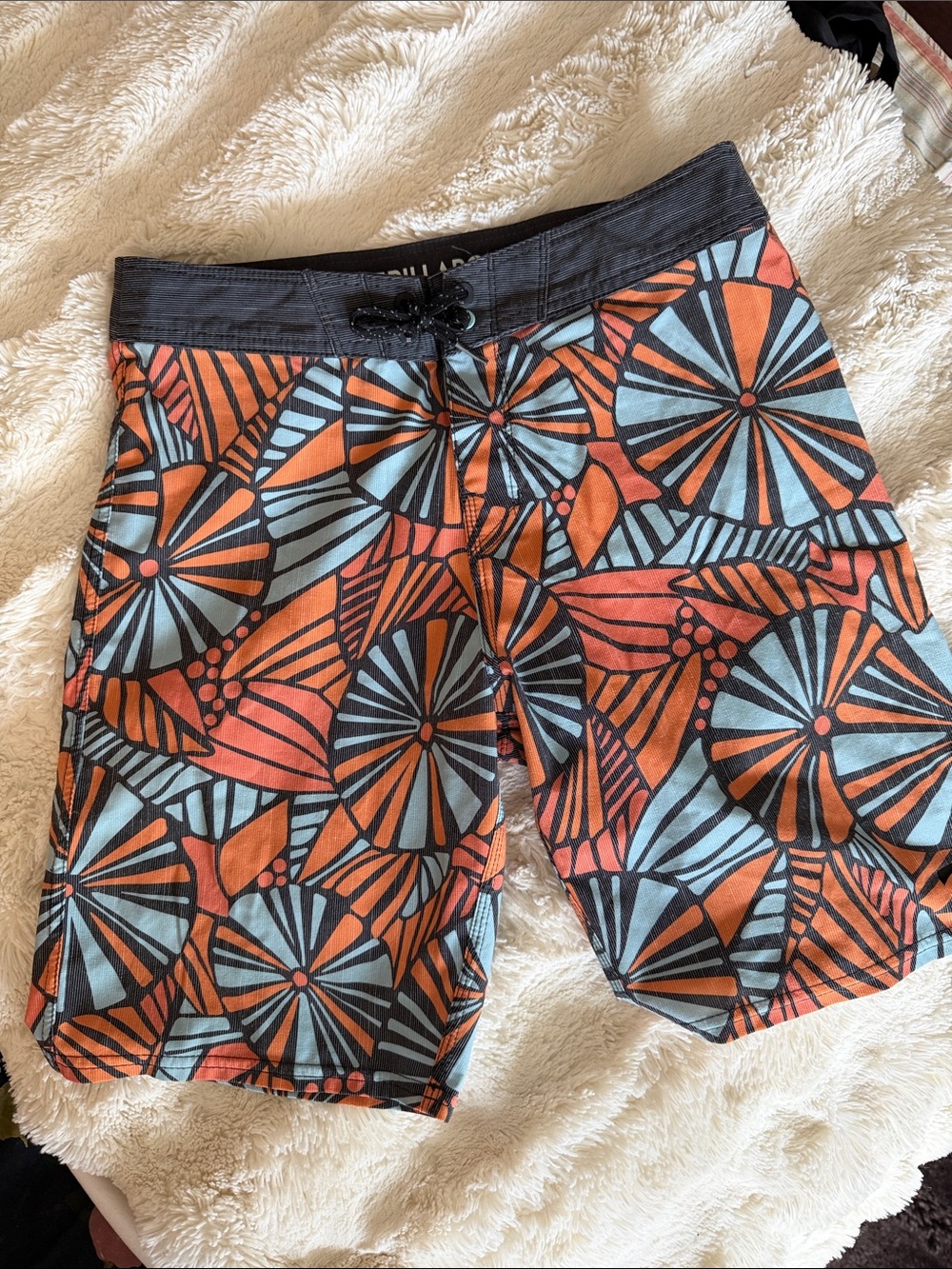 Teen Billabong Orange & Light Blue Floral-Pattern Swim Board Shorts